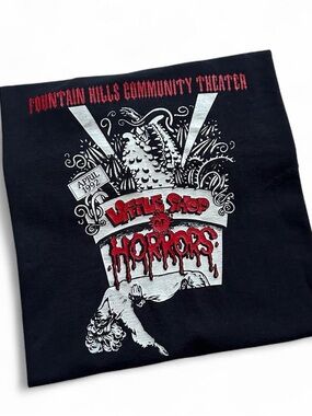 Vintage 1990s Little Shop of Horrors Graphic Tee - Black with Red & White Print
